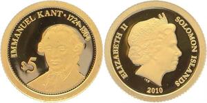 O5003 Salomon Islands 5 Dollars Immanuel Kant 2010 Or Gold 999% BE PF Proof