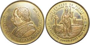 O5063 Papal States Medal Pelerinage Pibrac Toulouse Pie IX 1867 AU