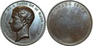 O5064 Rare Medaille Napoléon IV majorité 18 ans 16 Mars 1874 Merley SUP