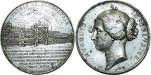 O5086 Rare Medaille Eugenie Impératrice Palais industrie 1855 Caqué