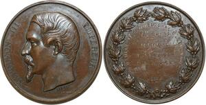 O5088 Rare Medaille Napoleon III Commerce 1854 Clermont Fer. Chameil Barre SUP