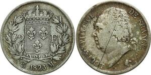 O5151 Rare 2 Francs Charles X 1823 M Toulouse Argent Silver