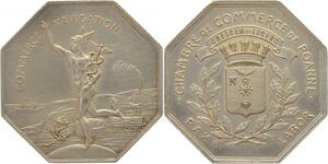 O5164 Medaille Octogonale Commerce Navigation Roanne Argent Silver ->M offer