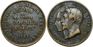 O5187 Medaille Napoleon III Eugenie Exposition Universelle 1867 ->Make offer