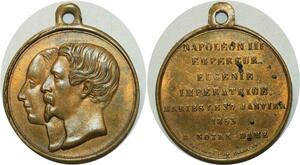 O5192 Medaille Napoleon III Eugenie Mariés Notre-Dame 1853 SPL ->M offre