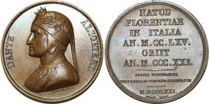 O5203 Medal Dante Alighieri 1819 Gayrard Florentine Baron Desnoyers SPL