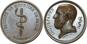 O5205 Rare Medaille Médecine 1809 Hyppocrate Barre Baron Desnoyers SPL