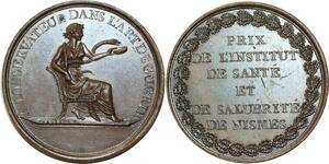 O5216 Rare Medaille Prix Santé Nismes Nimes Art Guerir Baron Desnoyers SPL