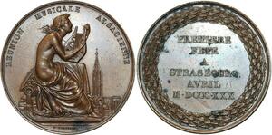 O5218 Medaille Reunion Musicale Alsace Kirstein Strasbourg 1830 Desnoyers SPL