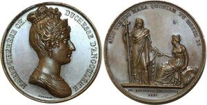 O5232 Rare Medaille Marie-Thérèse duchesse Angoulême Gayrard 1821 Desnoyers SPL