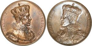 O5234 Unique cliché uniface sacre Charles X 1825 Reims Baron Desnoyers SPL