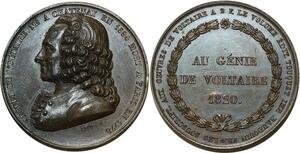 O5235 Medaille Au génie de Arquet de Voltaire 1820 Caqué Baron Desnoyers SPL