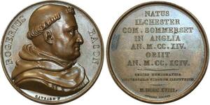 O5238 Rare Medaille Roger Bacon roger Philosophe Gayrard 1818 Desnoyers SPL