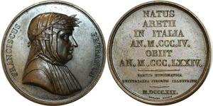 O5243 Rare Medaille Francesco Petrarca Jeuffroy 1818 Jeuffroy Desnoyers SPL