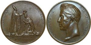 O5251 Medaille Charles X sacre Reims 1825 Gayrard Baron Desnoyers SPL