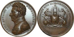O5258 Rare Medaille Louis Antoine duc Angouleme Polytechnique Desnoyers SPL