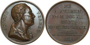 O5265 Rare Medaille Joseph Vernet peintre Louis XVI Petit 1818 Desnoyers SPL