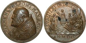 O5268 Scarce Medal Papal Vatican Clemens VIII MDC Baron Desnoyers UNC