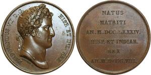 O5283 Scarce Medal Ferdinand VII Espana 1808 Caqué Baron Desnoyers SPL