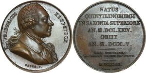 O5291 Scarce Medal Klopstock Friedrich German Poet Caqué 1820 Desnoyers SPL
