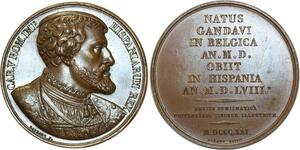 O5292 Scarce Medal Carolvs V King Spain Caqué 1821 Baron Desnoyers SPL