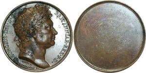 O5296 Scarce Uniface Medal Georges IV King UK Barre Baron Desnoyers AU