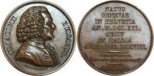 O5302 Scarce Medal JJ Rousseau Musician Writer 1712 1778 Montagny Desnoyers SPL