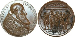 O5316 Scarce Medal Papal States Paolo III 1534-1559 Baron Desnoyers SPL