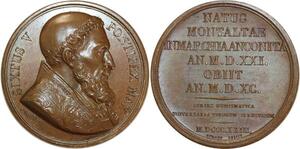 O5317 Scarce Medal Papal States Sixtus V 1585-1590 Caqué Baron Desnoyers FDC