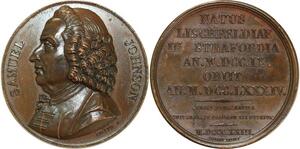 O5318 Scarce Medal Samuel Johnson Author UK 1709 1784 Smith Baron Desnoyers SPL