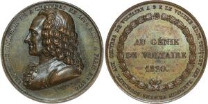 O5335 Medaille Au génie de Arquet de Voltaire 1820 Caqué Baron Desnoyers SUP