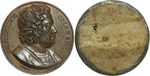 O5341 Rare Medaille Uniface Christophe Colomb Baron Desnoyers SPL ->Make offer