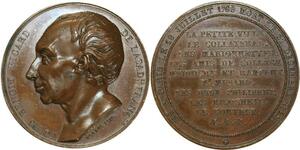O5342 Rare Medaille LB Picard comedien Borrel 1832 Baron Desnoyers SPL
