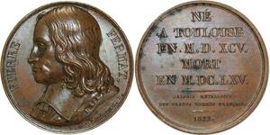 O5348 Rare Medaille Pierre Fermat Toulouse 1822 Dieudonné Baron Desnoyers SUP+