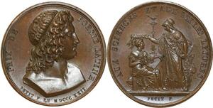 O5352 Rare Medaille Prix Poésie Petit 1822 Belles Lettres Baron Desnoyers SPL