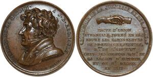 O5355 Rare Medaille Peintre JB Regnault St Michel 1819 Baron Desnoyers SUP