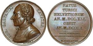 O5363 Rare Medaille Johann Caspar Lavater 1818 Leveque Baron Desnoyers SPL