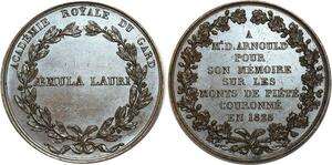 O5367 Rare Medaille Arnoud Académie Royale Gard 1828 Baron Desnoyers SPL