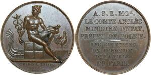 O5435 Rare Medaille Comte Angle Ministre Police Paris 1818 Galle Desnoyers SPL