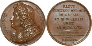 O5437 Rare Medaille Jean Racine 1639 1699 Corneille Molière Caqué Desnoyers SPL