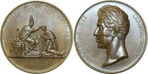 O5449 Rare Medaille Charles X sacre Reims 29 mai 1825 Baron Desnoyers SPL