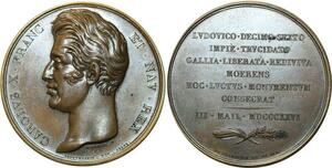 O5451 Rare Medaille Charles X mémoire Louis XVI 1826 Baron Desnoyers SPL