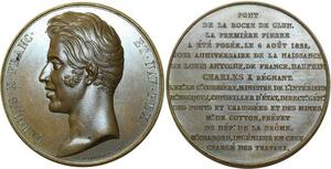 O5452 Rare Medaille Charles X Pierre pont Roche Glun Baron Desnoyers SUP+
