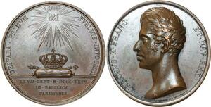 O5453 Rare Medaille Charles X Entré Paris 1824 depaulis Baron Desnoyers SUP