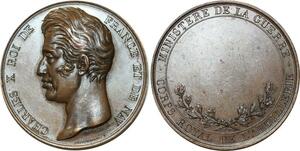 O5455 Rare Medaille Charles X royal artillerie depaulis Baron Desnoyers SUP