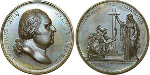 O5459 Rare Medaille Louis XVIII religion catholique 1815 Baron Desnoyers SPL
