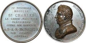 O5464 Rare Medaille Louis XVIII Charles Ph 1815 Baron Desnoyers SUP