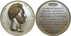 O5468 Rare Medaille L-A Artois duc Angoulême Trocadéro 1826 Baron Desnoyers SPL