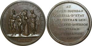 O5483 Très Rare Medal Italy Gén. Jourdan Piemont Mars Mine Lavy An XI Desnoyers