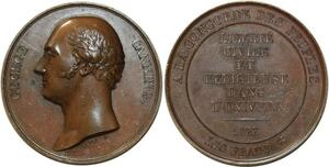 O5485 Scarce GB Medal George Canning Tribute 1827 Baron Desnoyers SUP